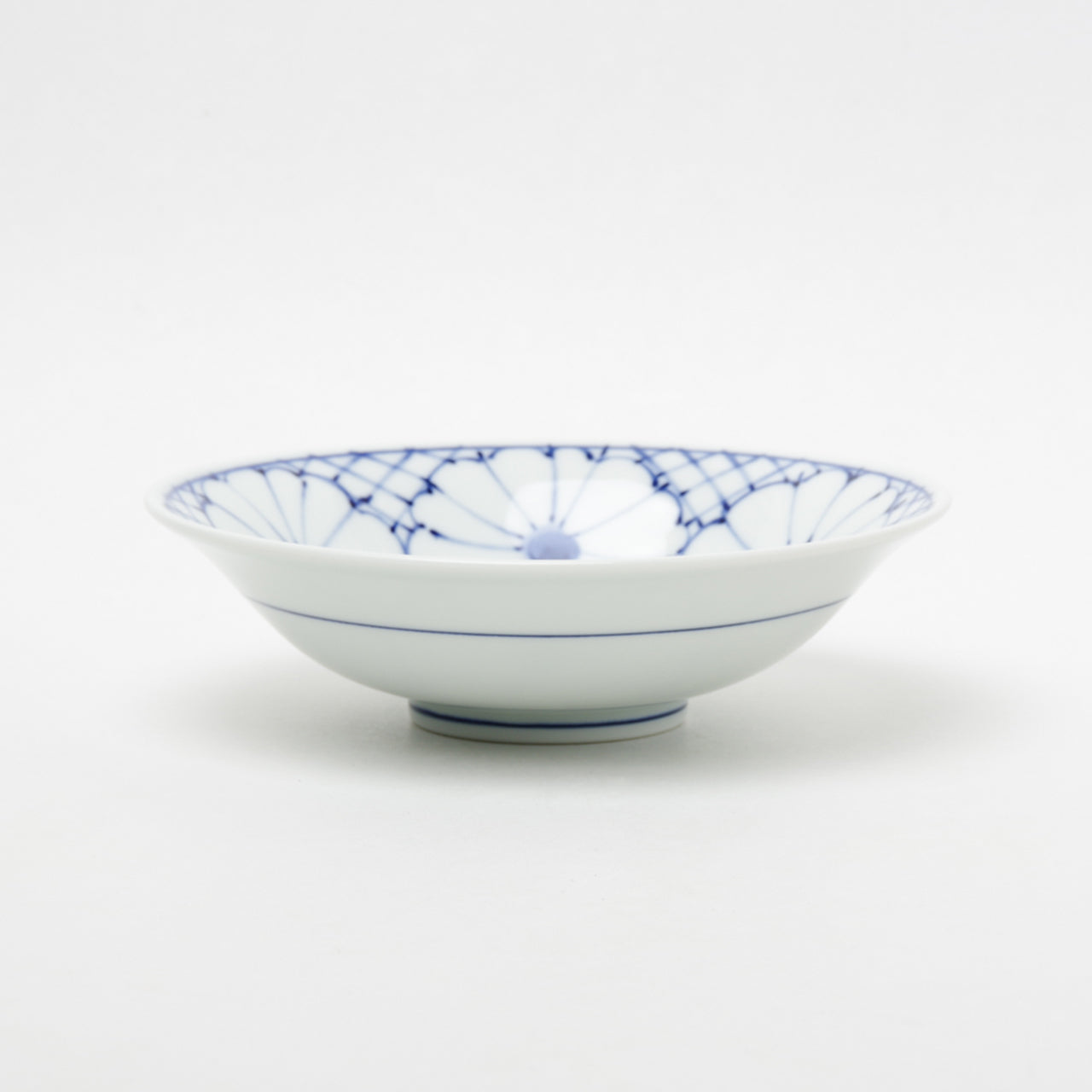 青と白の花のリングボウル 15.5 cm