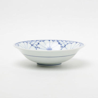 青と白の花のリングボウル 15.5 cm