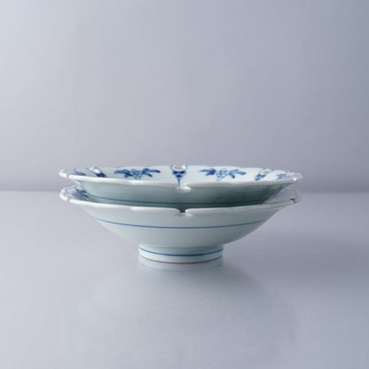 青白草うさぎ雪輪文様皿 15.5cm